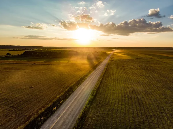 Geometric Shapes Agricultural Parcels Different Crops Green Yellow Colors — Stock Photo, Image