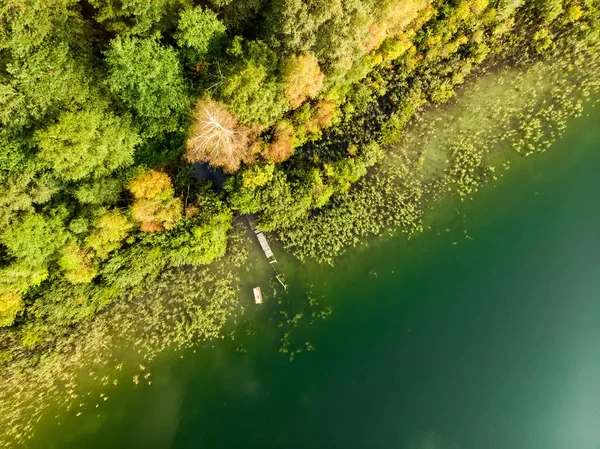 Вид Воздуха Красивые Зеленые Воды Озера Гела Дневное Время — стоковое фото