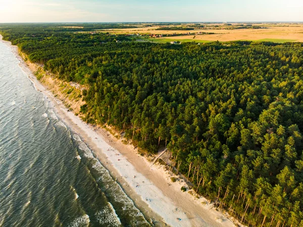 Vista Aérea Línea Costera Del Mar Báltico Cerca Ciudad Klaipeda —  Fotos de Stock