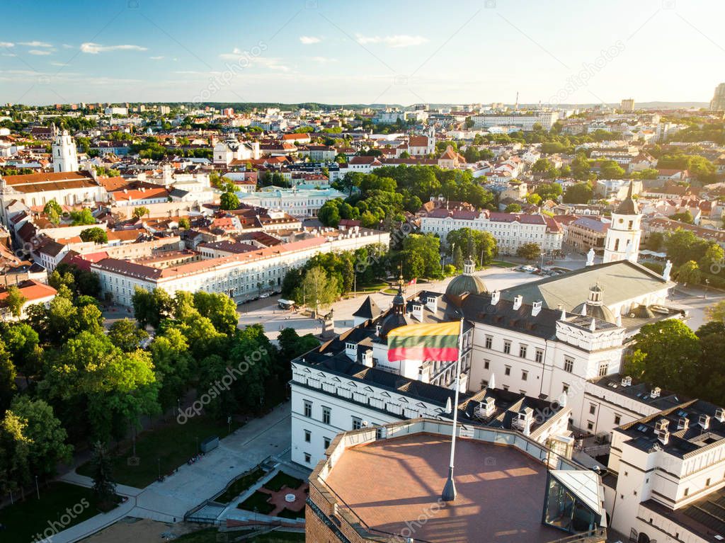 Aerial view of Vilnius Old Town, one of largest surviving medieval old towns in Northern Europe