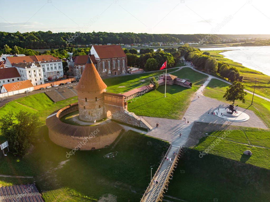 Aerial view of Kaunas castle in Kaunas, Lithuania
