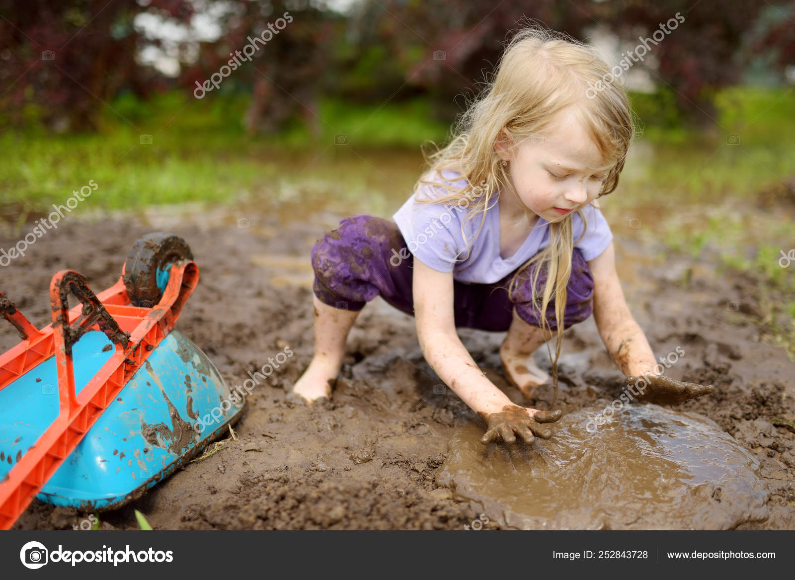 Funny Little Girl Playing Large Wet Mud Puddle Sunny Summer Stock Photo by ©MNStudio 252843728 Funny Little Girl Playing Large Wet Mud Puddle Sunny Summer Stock Photo by ©MNStudio 252843728
