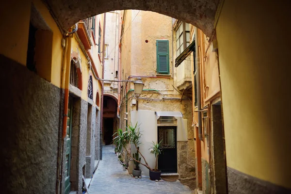 Riomaggiore pastel evler, Cinque Terre beş asırlık köylerin en büyüğü, İtalyan Rivierası, Liguria, İtalya. — Stok fotoğraf