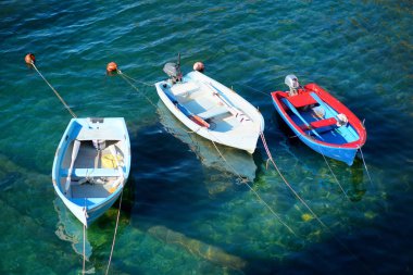 Riomaggiore küçük marina renkli tekneler, Cinque Terre, İtalyan Rivierası, Liguria, İtalya beş asırlık köylerin en büyüğü.