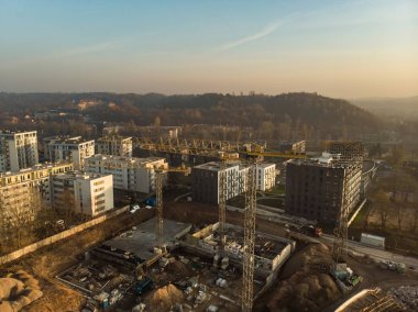 Vilnius, Litvanya şehrindeki şantiyenin havadan görünümü.