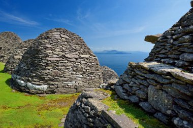 Skellig Michael or Great Skellig, home to the ruined remains of a Christian monastery. Inhabited by variety of seabirds. UNESCO World Heritage Site, Ireland. clipart