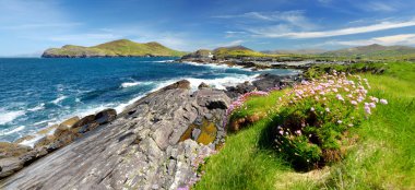 Beautiful view of Valentia Island Lighthouse at Cromwell Point. Locations worth visiting on the Wild Atlantic Way. County Kerry, Ireland. clipart