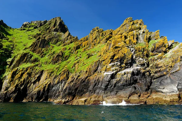 Skellig Michael o Great Skellig, sede dei resti in rovina di un monastero cristiano. Abitato da varietà di uccelli marini. Patrimonio Mondiale UNESCO, Irlanda . — Foto Stock