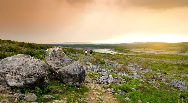 Espectacular paisaje de la región de Burren del Condado de Clare, Irlanda. Piedra caliza kárstica expuesta en el Parque Nacional Burren . — Foto de Stock