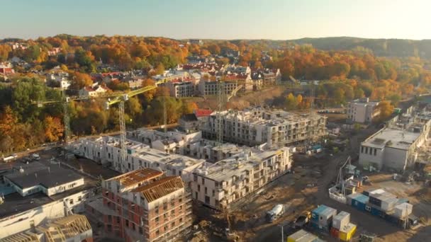 Aerial view of construction site in the city of Vilnius, Lithuania — Stock Video