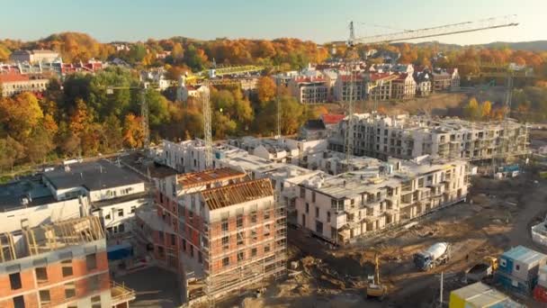 Vilnius, Litvanya şehrindeki şantiyenin havadan görünümü — Stok video