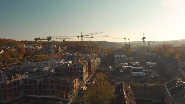 Vilnius, Litvanya şehrindeki şantiyenin havadan görünümü — Stok video