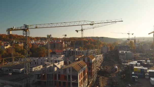 Vue aérienne du chantier de construction dans la ville de Vilnius, Lituanie — Video