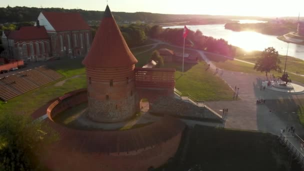 Vista Aérea Plaza Del Ayuntamiento Kaunas Casco Antiguo Kaunas Lituania — Vídeos de Stock