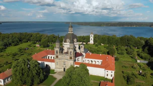 Légifotók Kaunas Town Hall Térre Óvárosban Kaunas Litvánia Napfényes Nyári — Stock videók