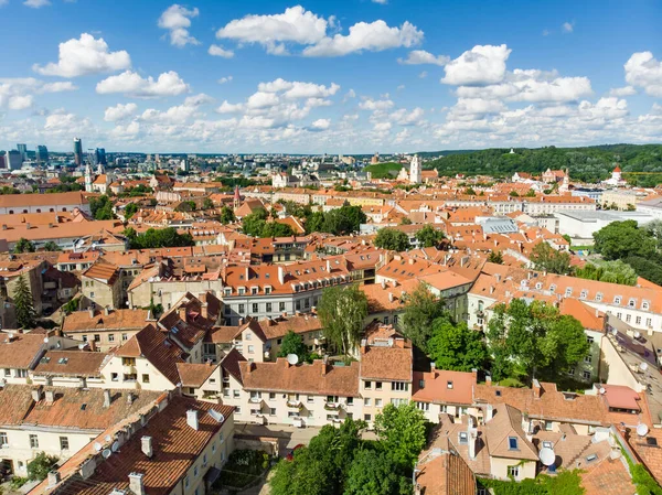 Kuzey Avrupa Nın Büyük Ortaçağ Kasabalarından Vilnius Old Town Havadan — Stok fotoğraf