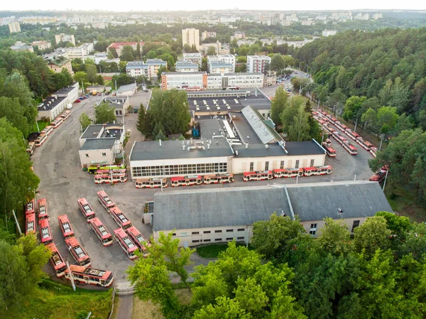 Litvanya Nın Vilnius Kentindeki Tramvay Garajının Yukarıdan Aşağı Manzarası — Stok fotoğraf