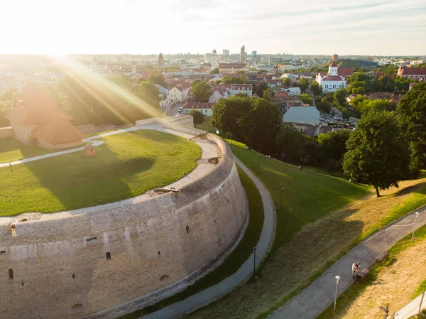 Вид Воздуха Бастион Вильнюсской Оборонительной Стены Восстановленные Оборонительные Сооружения Построенные — стоковое фото