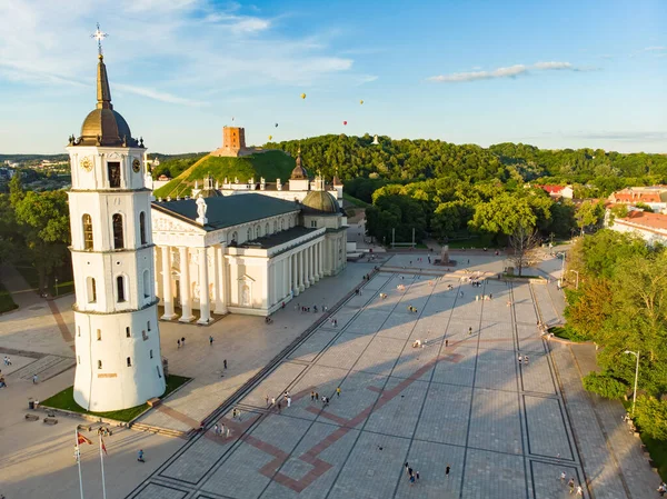 Vista Aérea Praça Catedral Praça Principal Cidade Velha Vilnius Uma — Fotografia de Stock