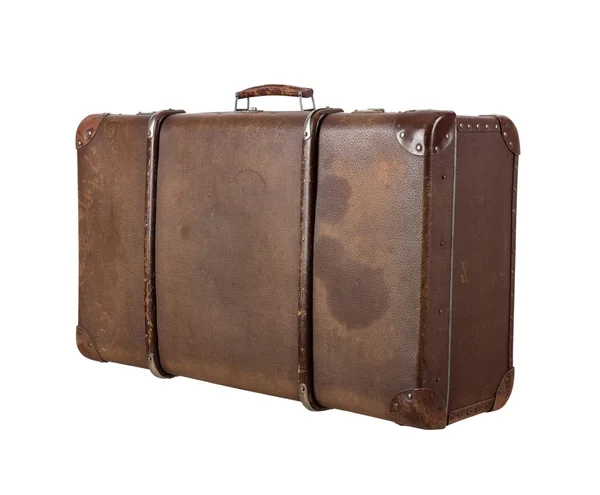 白の背景に隔離されたレトロスーツケース — ストック写真