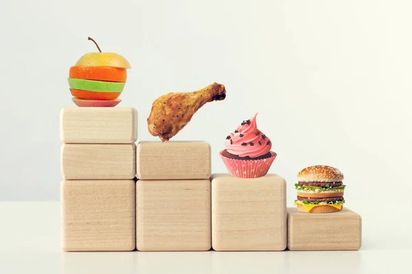 Έννοια Της Υγιεινής Διατροφής Διατροφή Και Fast Food — Φωτογραφία Αρχείου
