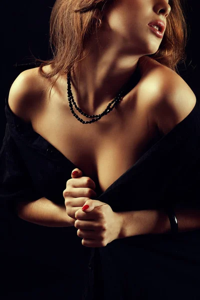 Sexy Woman Close Dark Background — Stock Photo, Image