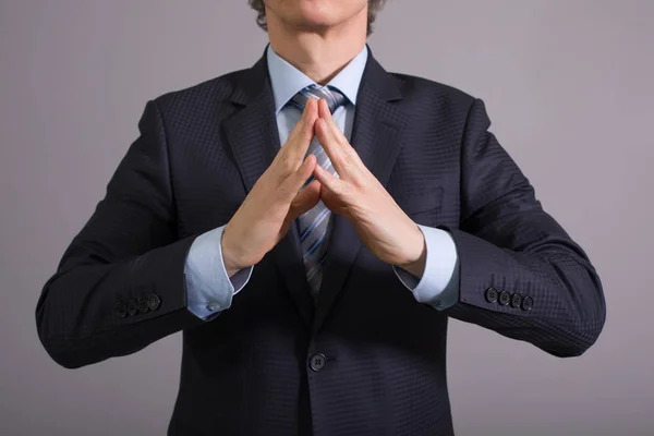 Businessman Gesture Shows Roof His Hands — Stock Photo, Image