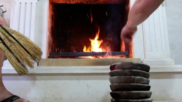 Man Woman Bake Traditional Georgian Corn Bread Georgian Clay Pots