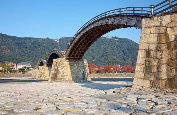 The famous historical wooden arch Kintai Bridge in Iwakuni city