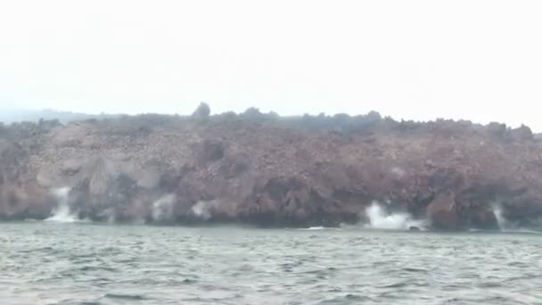 Ochotska Havet Chirpoy Island Snö Vulkan Aktivitet Ryssland Heta Vulkaniska — Stockvideo