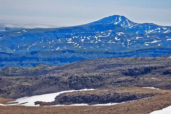 Îles Kouriles Nord Paramushir Juillet 2016 Plateau Avec Plaques Neige — Photo