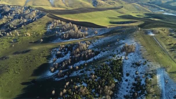 Imagens Aéreas Colinas Prados Outono Floresta — Vídeo de Stock