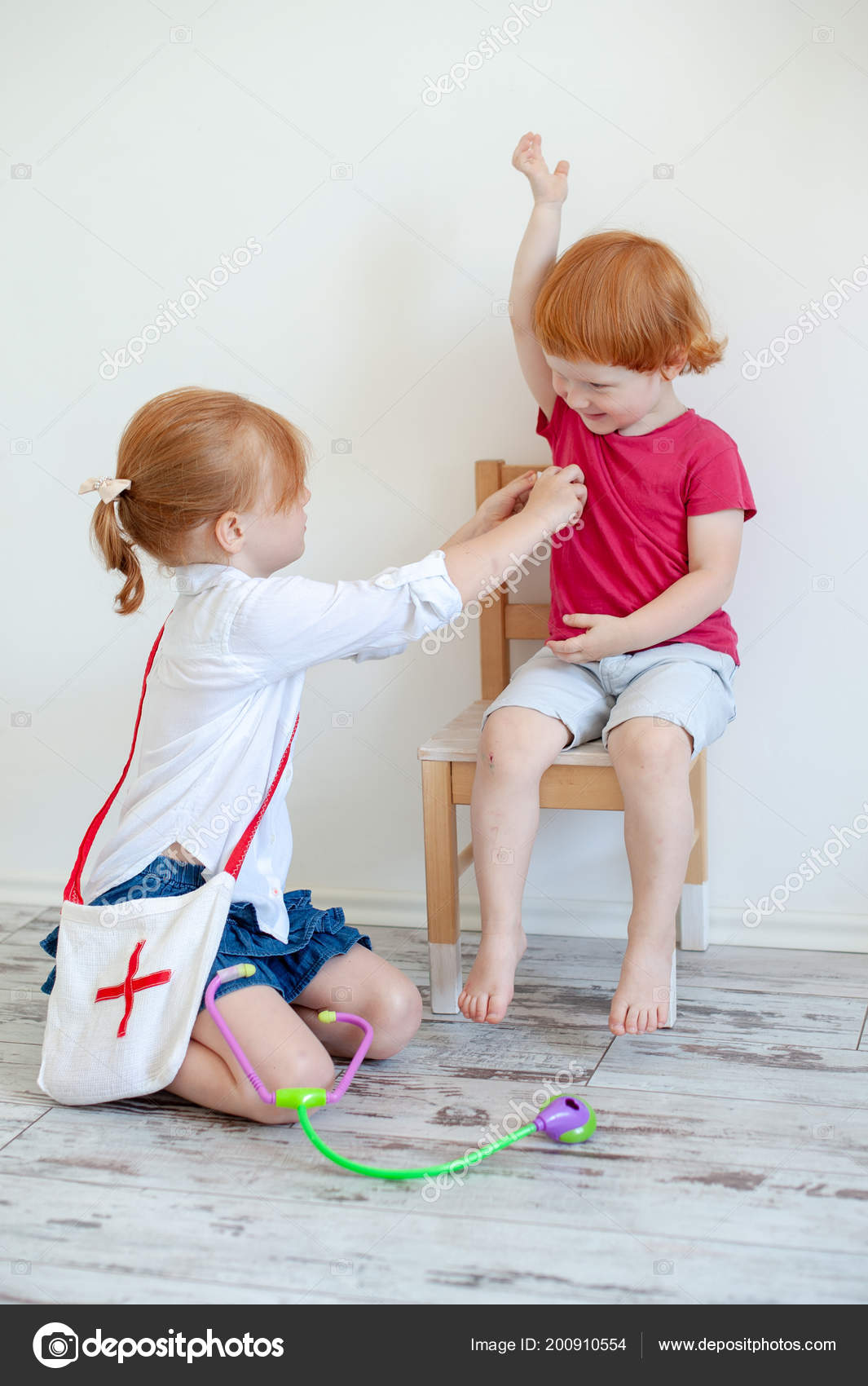 children play doctor patient stock photo leadenpork children play doctor