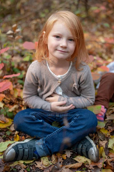 Portrait Red Haired Girl Freckles — Stock Photo, Image