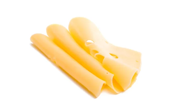 Käse Scheiben Geschnitten Auf Weißem Hintergrund — Stockfoto