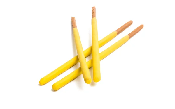 Pocky Banaan Geïsoleerd Witte Achtergrond — Stockfoto