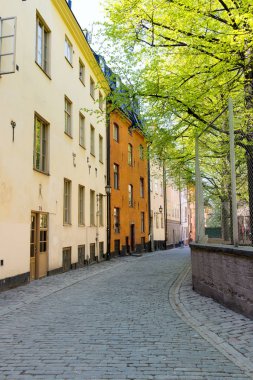 Stockholm İsveç bir dar sokakta