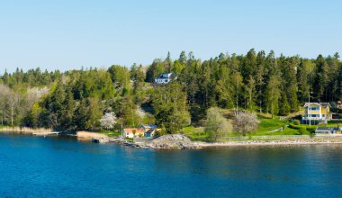 İskandinav fiyortları bahar peyzaj