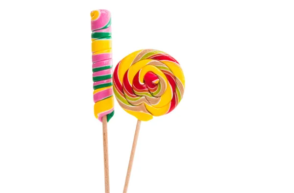 Lollies Een Stick Geïsoleerd Een Witte Achtergrond — Stockfoto