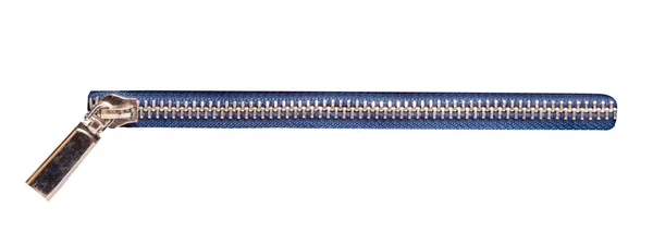 Metallic Zipper Isolated White Background — Stock Photo, Image