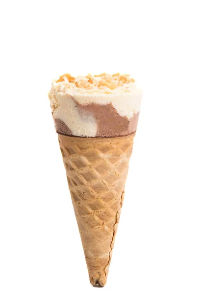 Beyaz Arka Planda Izole Edilmiş Waffle Bardağındaki Dondurma — Stok fotoğraf