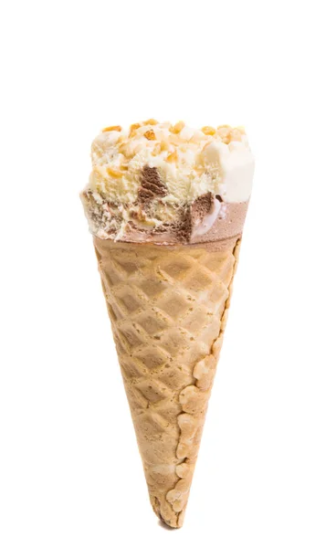 Crème Glacée Dans Une Tasse Gaufres Isolée Sur Fond Blanc — Photo