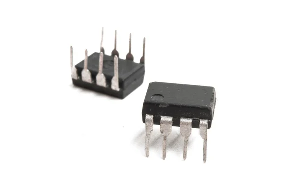 Mikrochip Isolerad Vit Bakgrund — Stockfoto