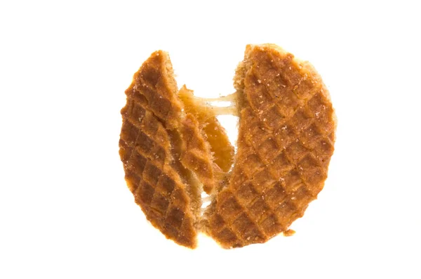 Dutch Caramel Waffles Isolated White Background — Stock Photo, Image