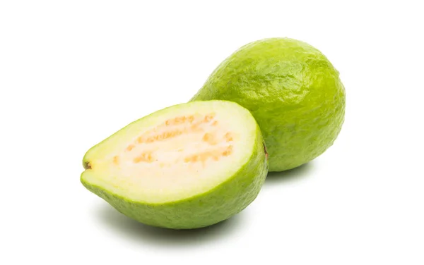 Guava Verde Isolata Sfondo Bianco — Foto Stock
