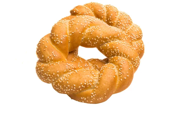 Bagel Mit Sesam Isoliert Auf Weißem Hintergrund — Stockfoto