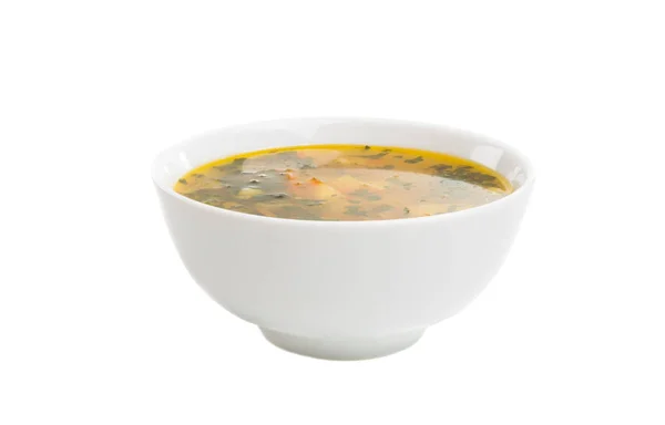 Sepiring Sup Diisolasi Pada Latar Belakang Putih — Stok Foto