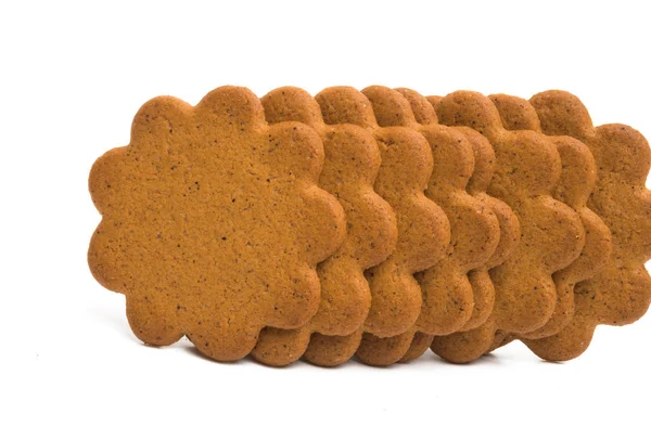 Ginger Biscuits Isolerad Vit Bakgrund — Stockfoto