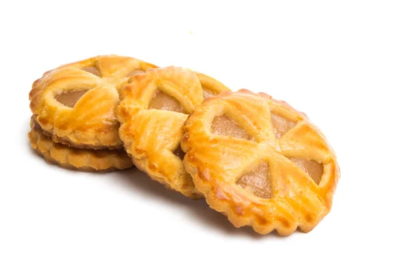 Koekje Met Apple Jam Geïsoleerd Witte Achtergrond — Stockfoto