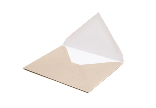 Envelope Papel Isolado Fundo Branco — Fotografia de Stock